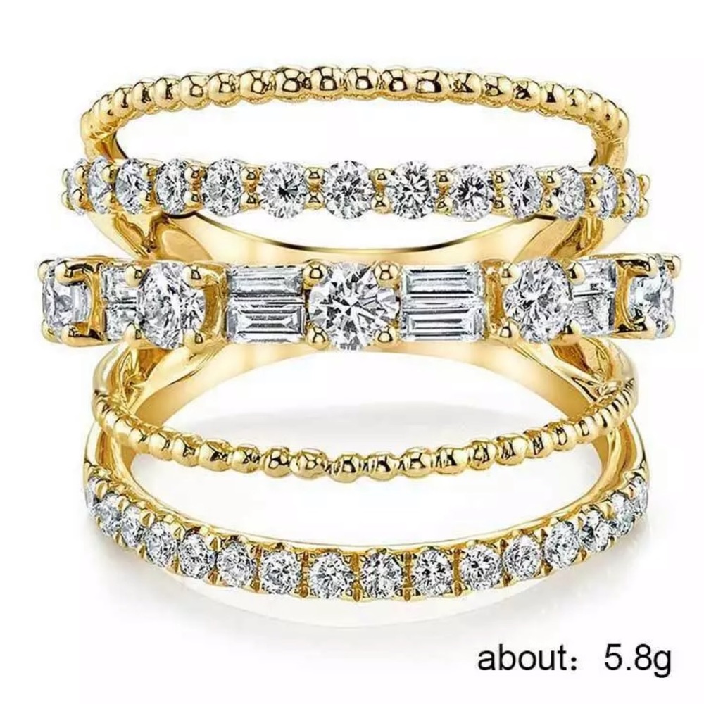 NEW💍18K YELLOW GOLD DIAMOND 925 SILVER RING - Picture 4 of 4